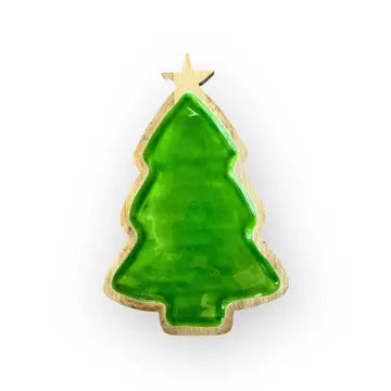 Green & Gold Speckle Christmas Mango Tray - 18"