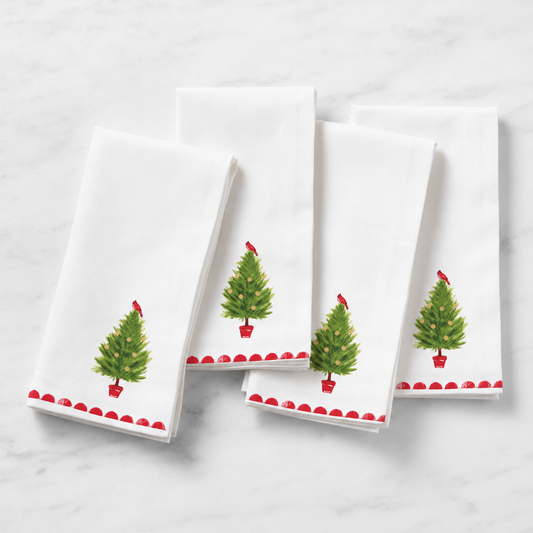 Holiday Bird Tree Napkins - Set of 4