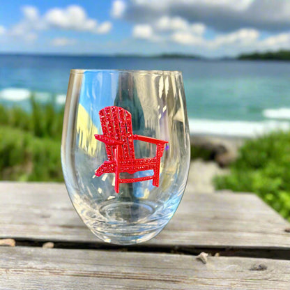 The Queens' Jewels Red Adirondack Chair Jeweled Stemless Glassware | CeCe's Home & Gifts