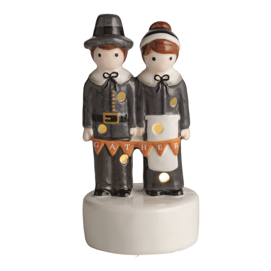 Mud Pie Thanksgiving  Pilgrim Light-Up Sitter