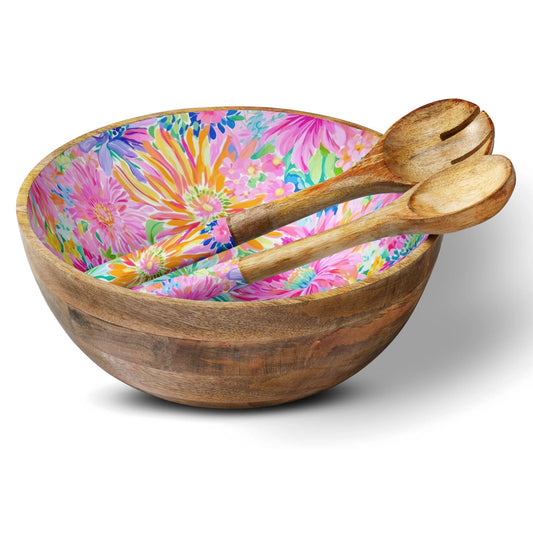 Bright Floral Mango & Enamel Serving Bowl Set