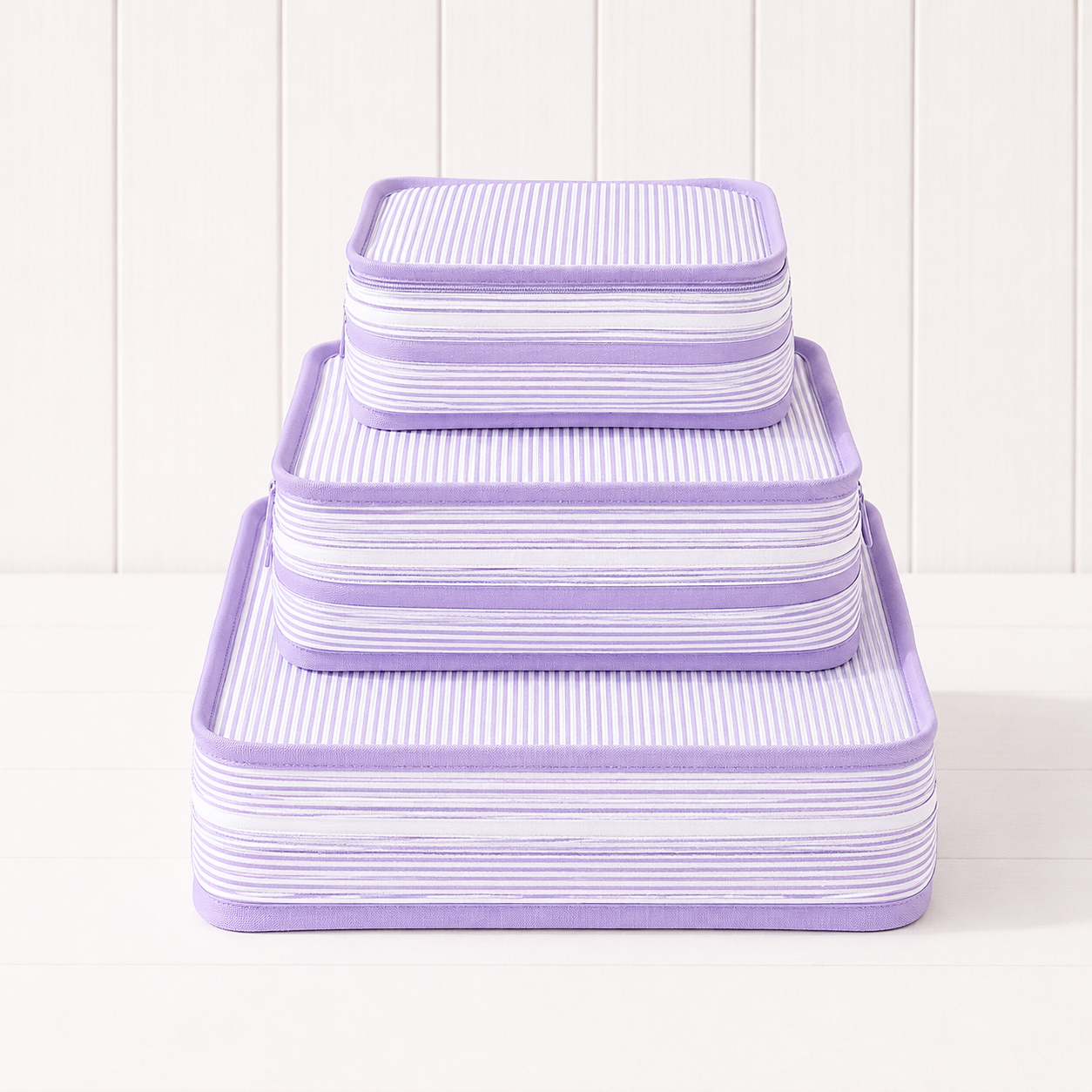 Monogrammed Lilac Seersucker Stacking Set