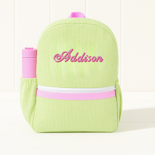 Sweet Pea Seersucker Medium Backpack With Pocket