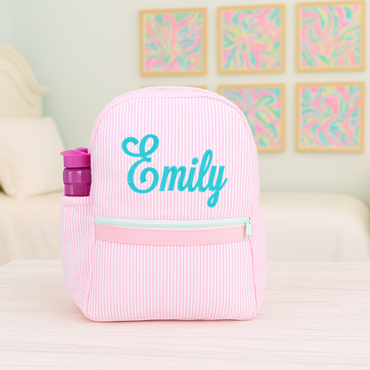 Monogrammed Pink Glossy Medium Backpack