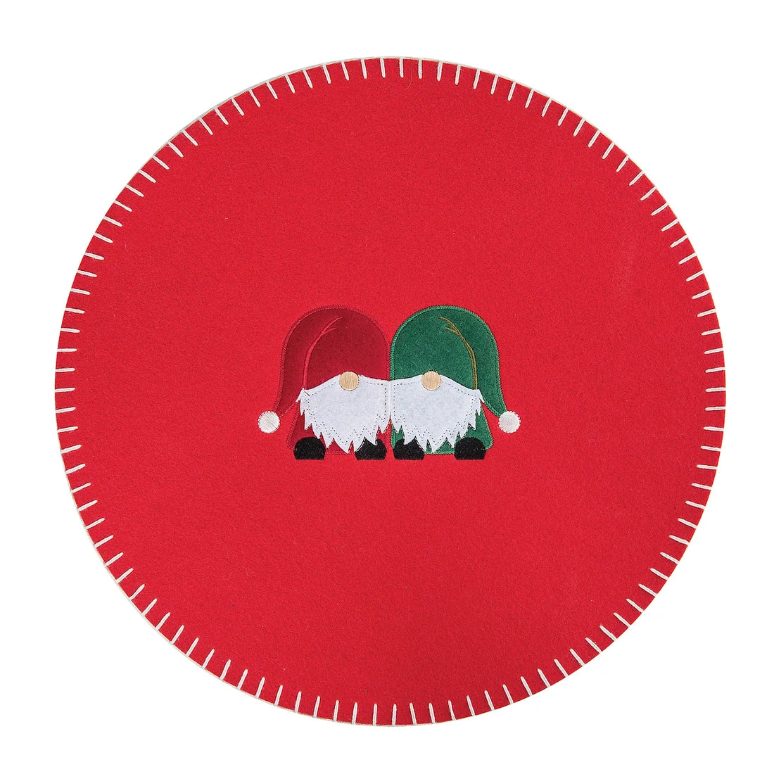 Personalized Holiday Gnome Felt Round Placemat
