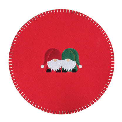 Personalized Holiday Gnome Felt Round Placemat