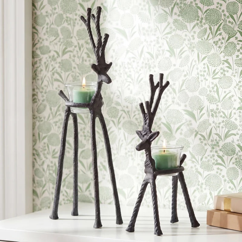 Rustic Reindeer Tea-light Holder - 2 Sizes
