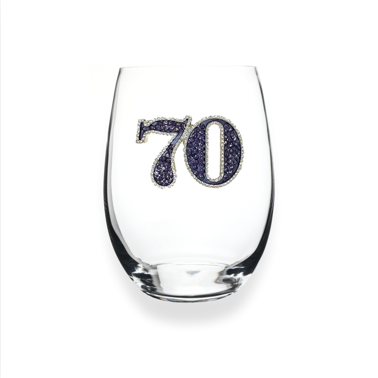 70th Birthday Jeweled Stemless Glassware