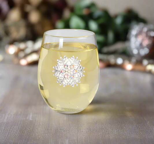 Snowflake Jeweled Stemless Glassware