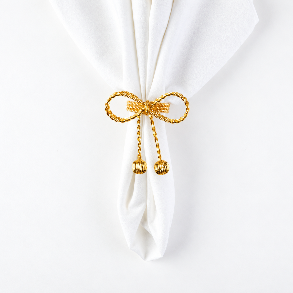 Elegant Gold Metal Bow Napkin Ring