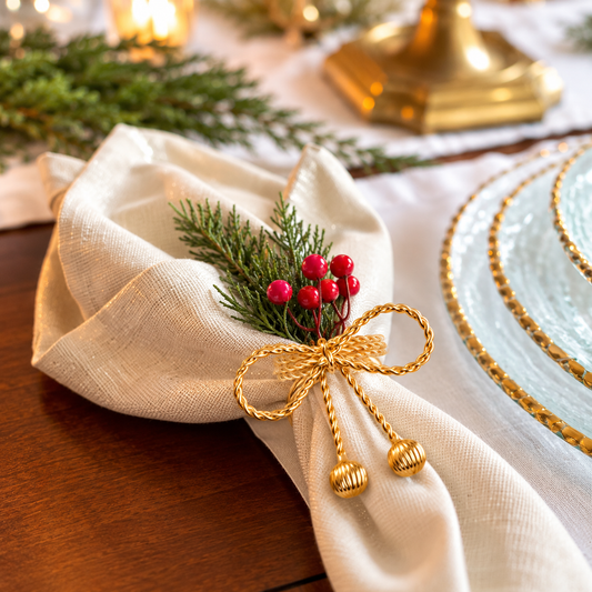 Elegant Gold Metal Bow Napkin Ring