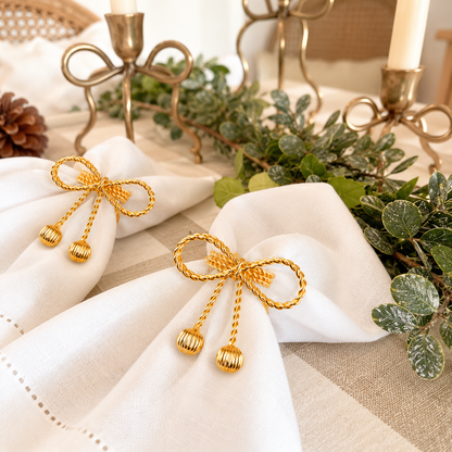 Elegant Gold Metal Bow Napkin Ring