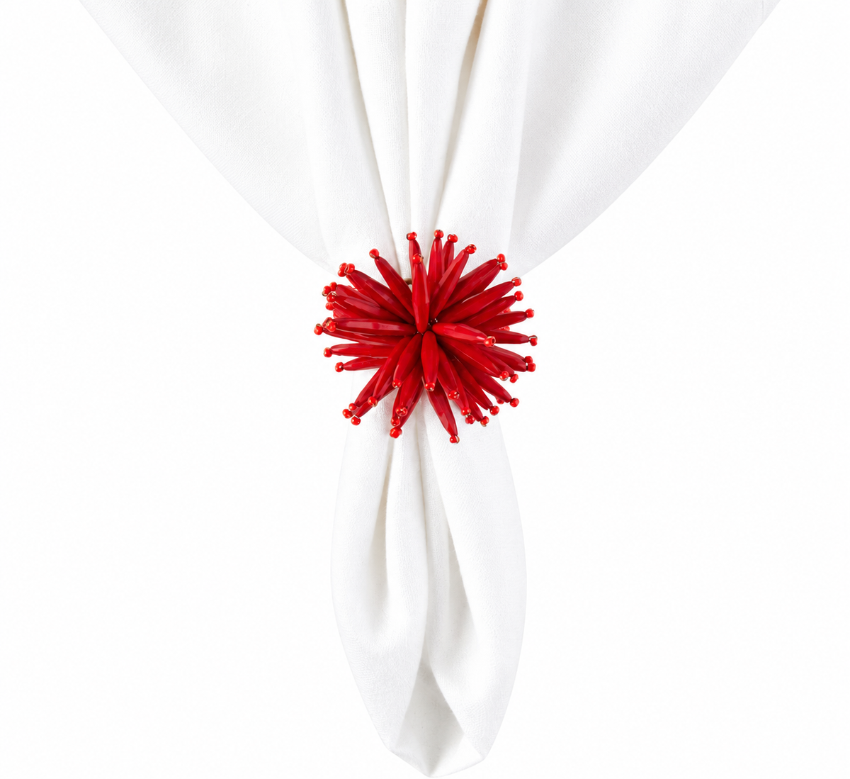 Red Spike Beaded Napkin Ring