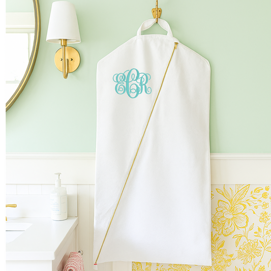 White Seersucker Hanging Garment Bag