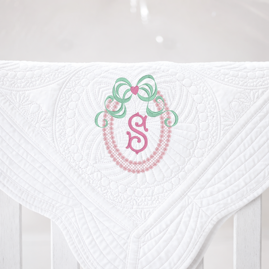 Monogrammed Heirloom Baby Quilt | Assorted Colors