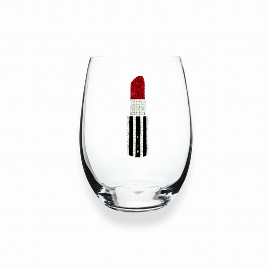 Red Lipstick Jeweled Stemless Glasswar