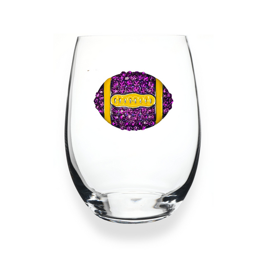 Purple & Gold Football Jeweled Stemless Glassware