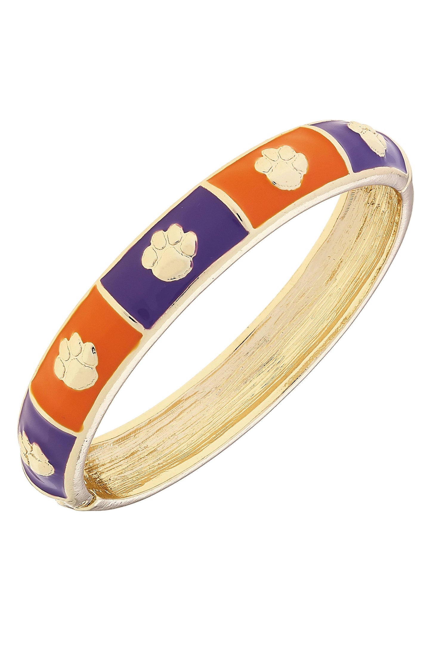 Clemson Tigers Sculpted Enamel Checkered Hinge Bangle