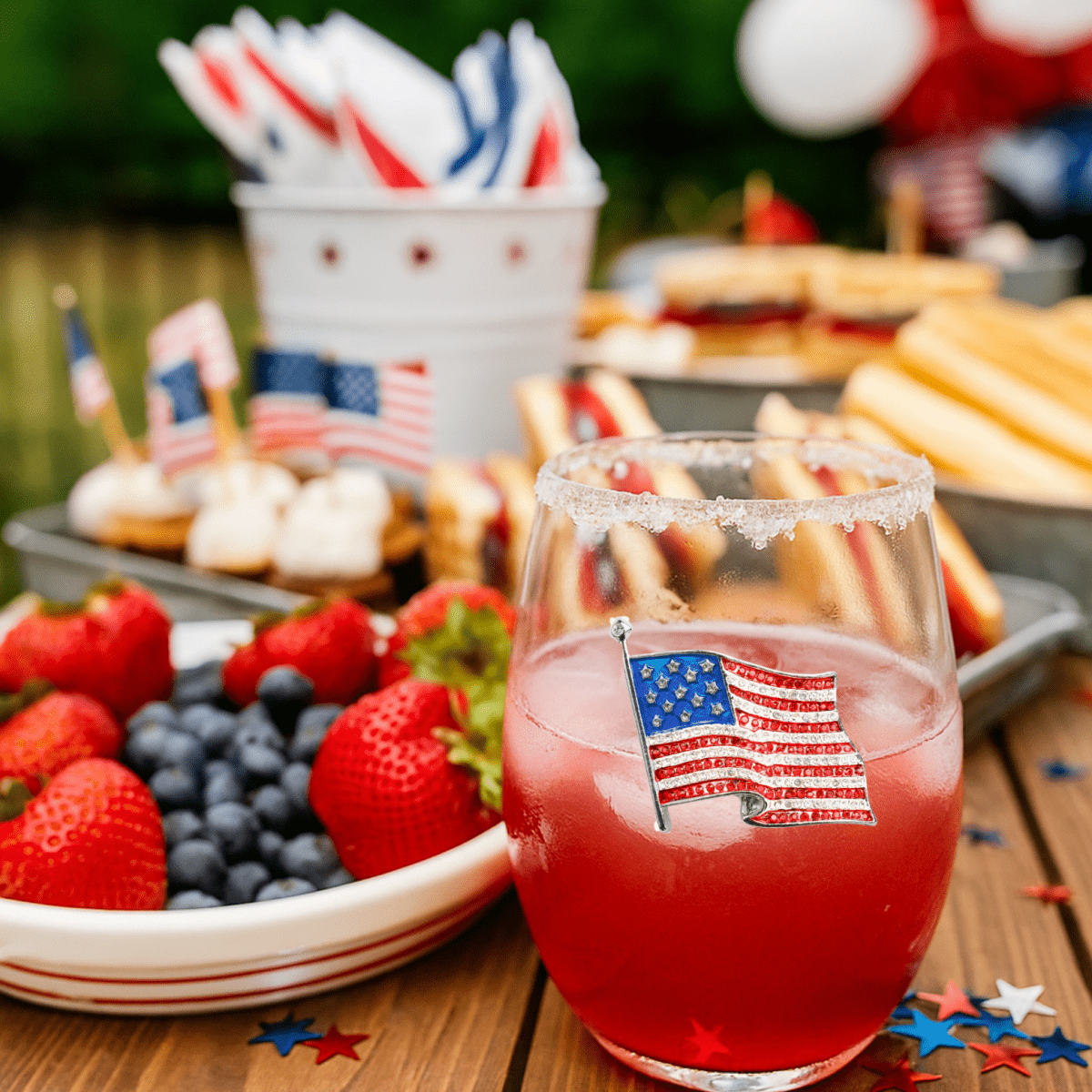 The Queens' Jewels American Flag Jeweled Stemless Glassware | CeCe's Home & Gifts