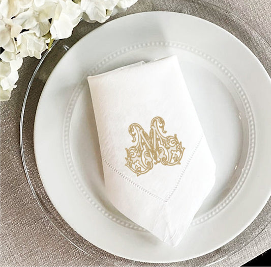 Antique Monogrammed Linen Dinner Napkin - CeCe's Home & Gifts