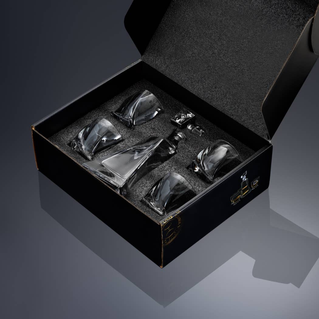 JoyJolt Atlas Crystal 5-Piece Decanter Set | CeCe's Home & Gifts