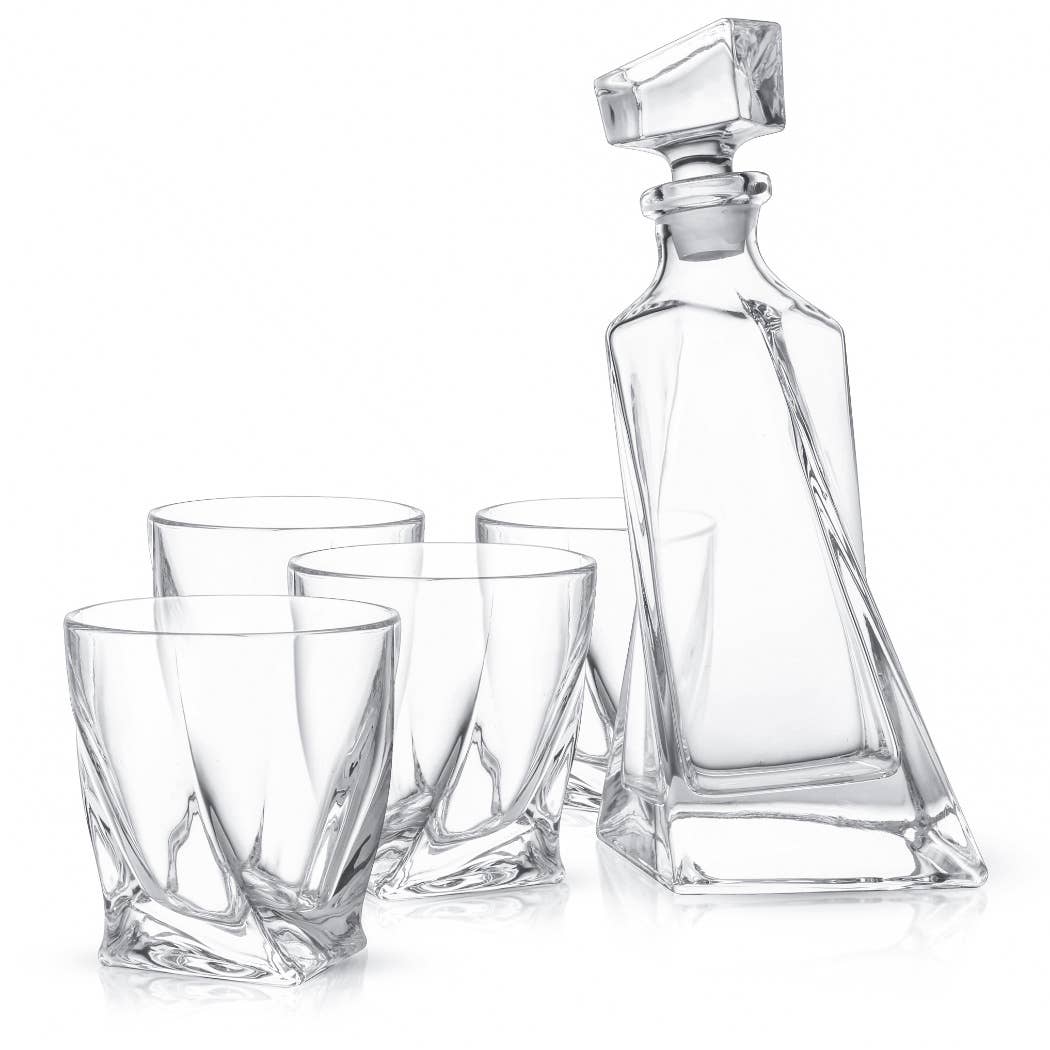 JoyJolt Atlas Crystal 5-Piece Decanter Set | CeCe's Home & Gifts