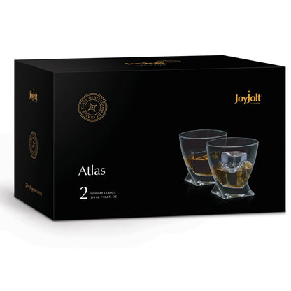 JoyJolt Atlas Crystal Whiskey Glasses - Set of 2 | CeCe's Home & Gifts