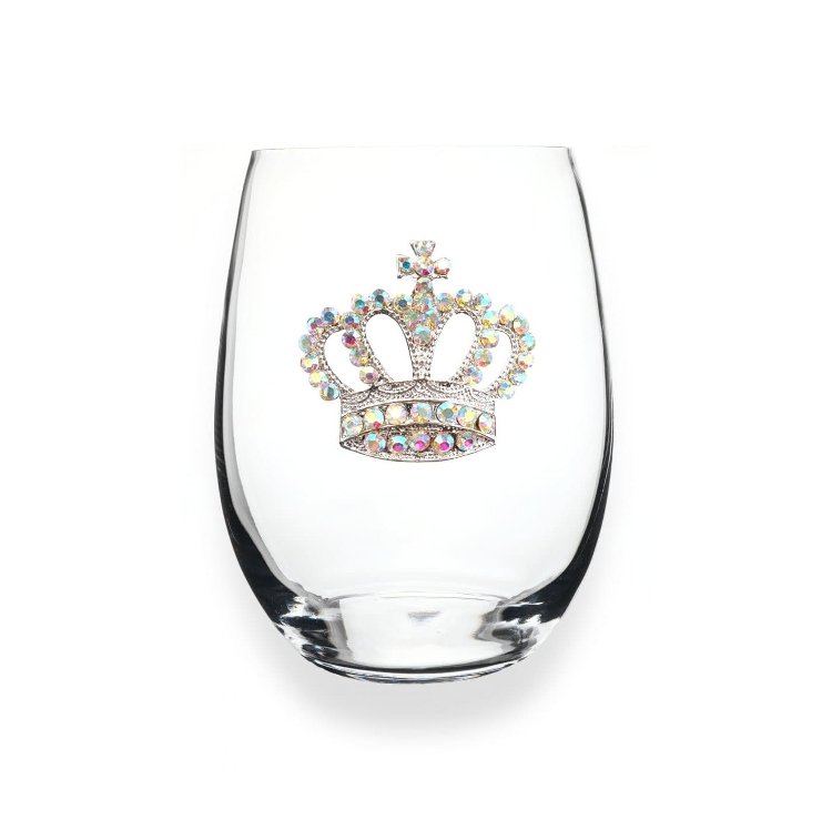 The Queens' Jewels Aurora Borealis Crown Jeweled Stemless Glassware | CeCe's Home & Gifts