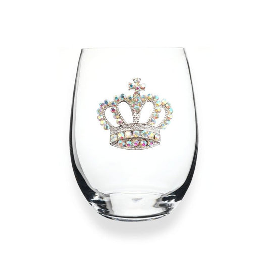 Aurora Borealis Crown Jeweled Stemless Glassware - CeCe's Home & Gifts