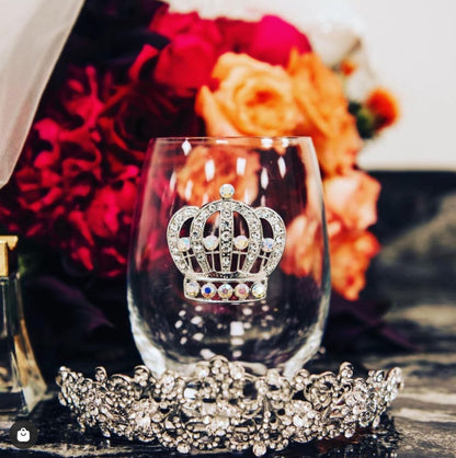 The Queens' Jewels Aurora Borealis Crown Jeweled Stemless Glassware | CeCe's Home & Gifts