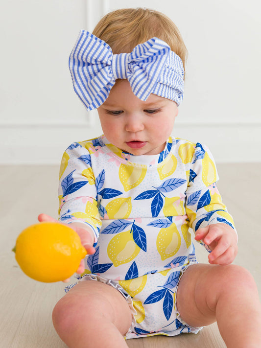 Periwinkle Blue Seersucker Bow Headband