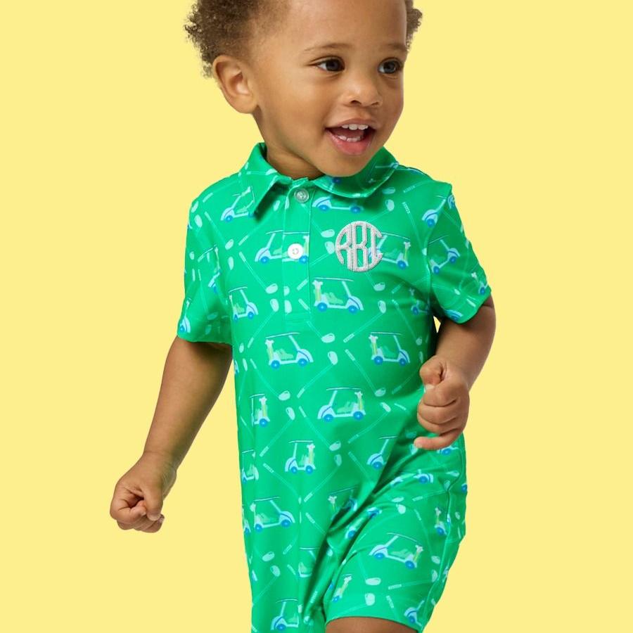 RuggedButts Baby Boys Golf Course Performance Polo Romper | CeCe's Home & Gifts