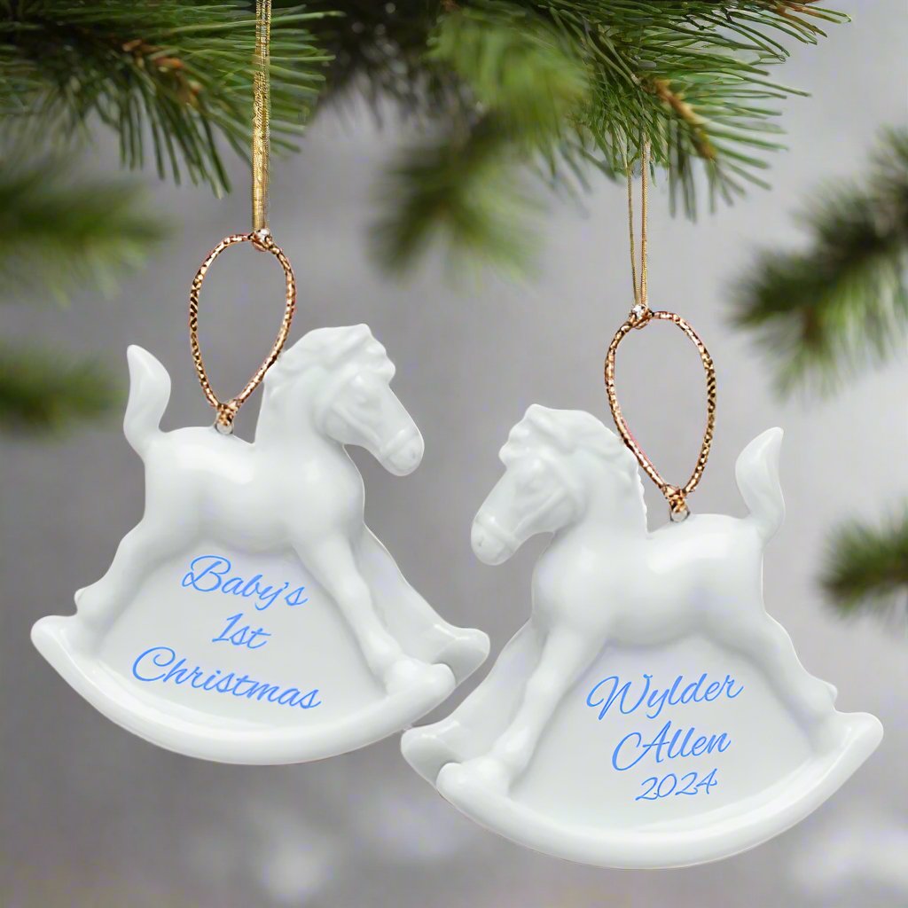 Baby Girl's 1st Christmas Rocking Horse Ornament - Personalized - CeCe's Home & Gifts