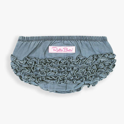 RuffleButts Baby Light Wash Woven Rufflebutt Bloomer | CeCe's Home & Gifts