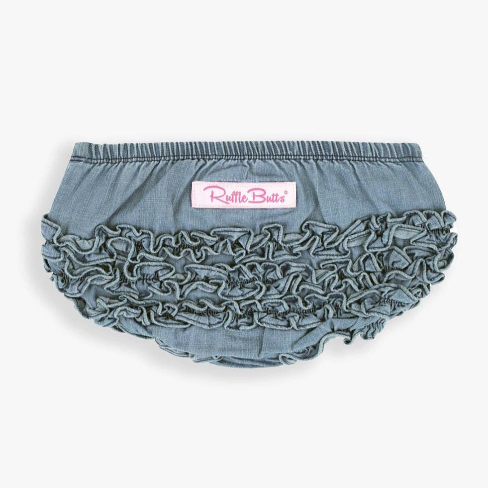 RuffleButts Baby Light Wash Woven Rufflebutt Bloomer | CeCe's Home & Gifts