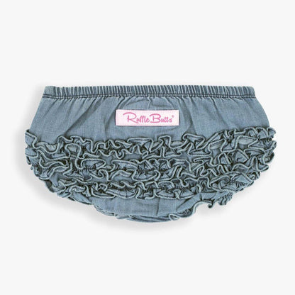 RuffleButts Baby Light Wash Woven Rufflebutt Bloomer | CeCe's Home & Gifts