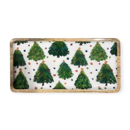 Christmas Tree Enameled Mango Decorative Tray