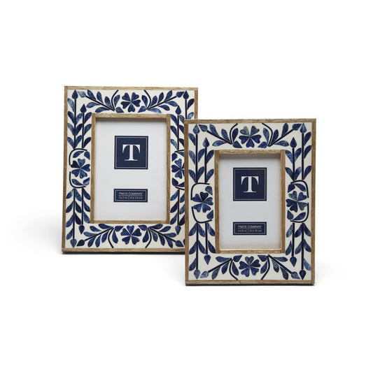 Two's Company Blue Bell Bone Inlay Photo Frame - 2 Sizes | CeCe's Home & Gifts
