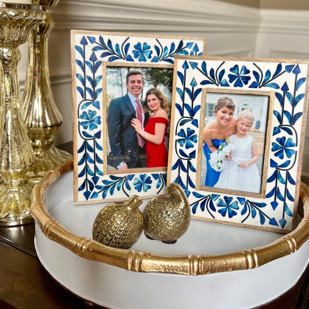 Two's Company Blue Bell Bone Inlay Photo Frame - 2 Sizes | CeCe's Home & Gifts