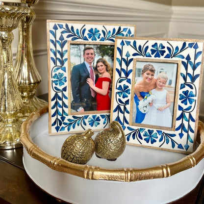 Two's Company Blue Bell Bone Inlay Photo Frame - 2 Sizes | CeCe's Home & Gifts