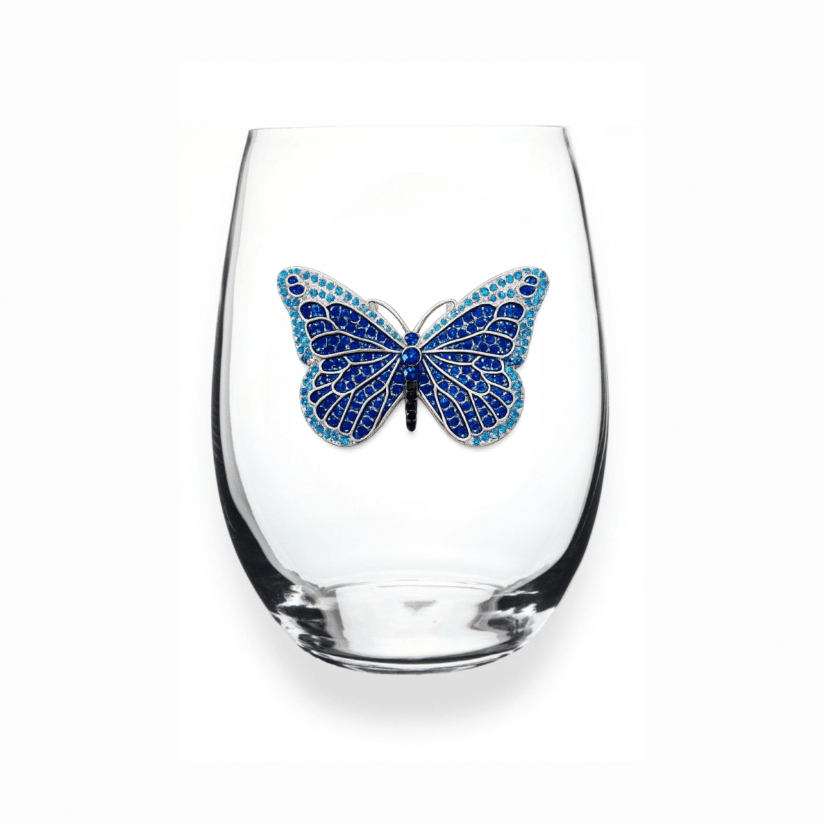 The Queens' Jewels Blue Butterfly Jeweled Stemless Glassware | CeCe's Home & Gifts