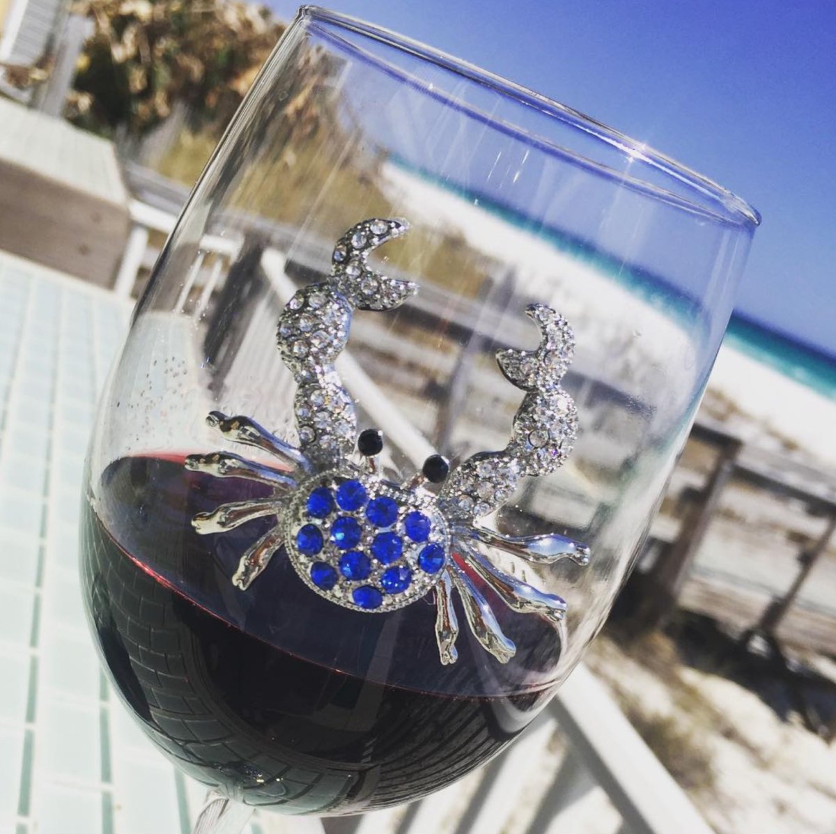 Blue Crab Jeweled Stemless Glassware - CeCe's Home & Gifts