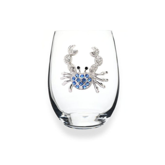 Blue Crab Jeweled Stemless Glassware - CeCe's Home & Gifts