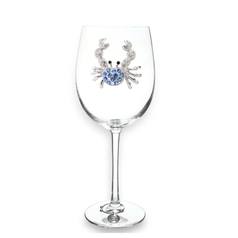The Queens' Jewels Blue Crab Jeweled Stemmed Glassware | CeCe's Home & Gifts