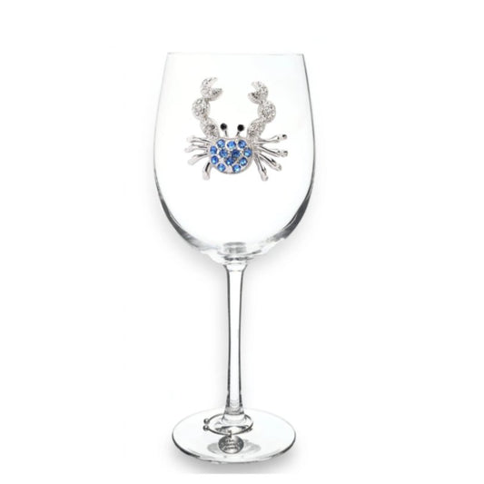 The Queens' Jewels Blue Crab Jeweled Stemmed Glassware | CeCe's Home & Gifts