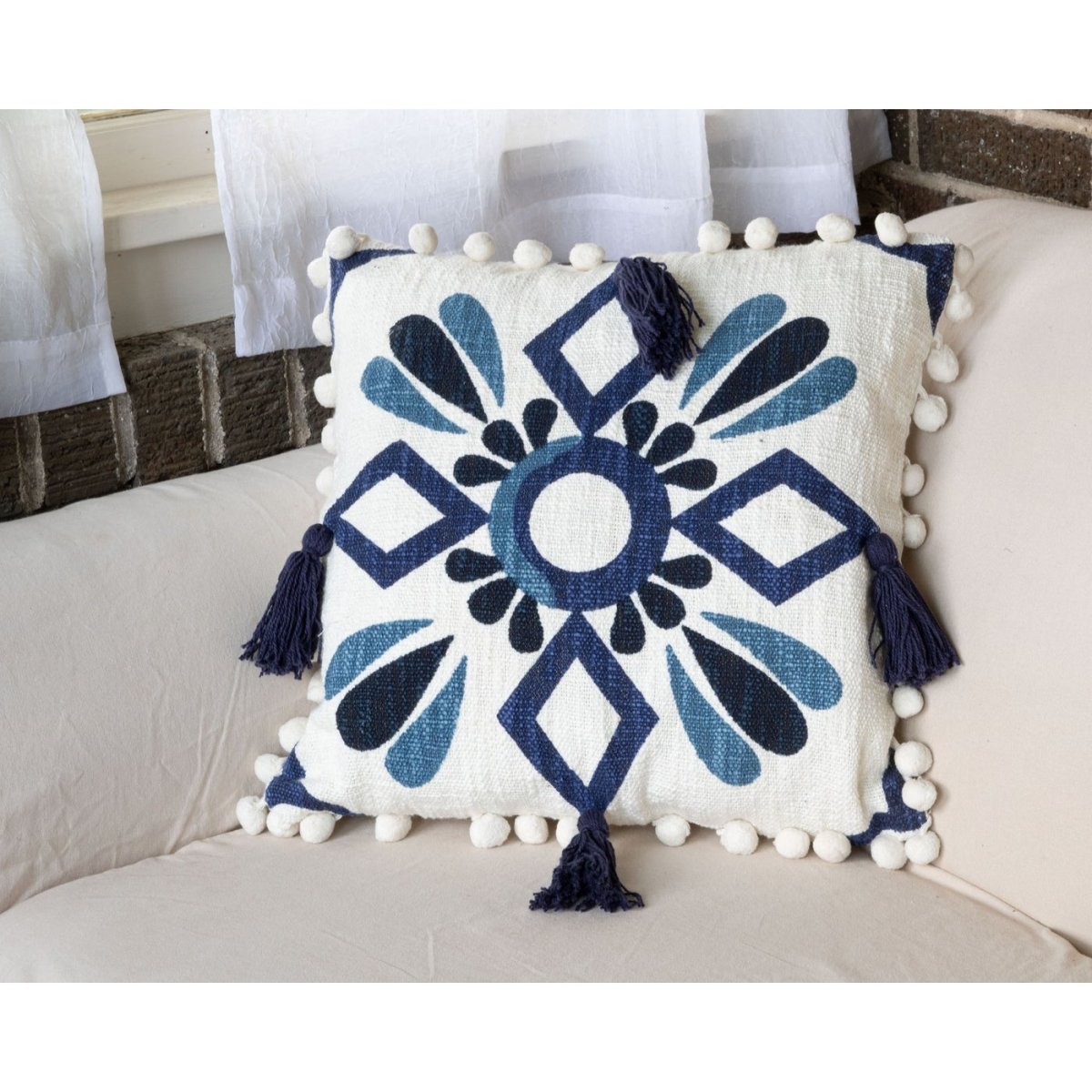 Blue Hand Woven Zocalo 18 x 18 Pillow - CeCe's Home & Gifts