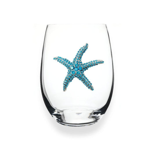 Blue Starfish Jeweled Stemless Glassware - CeCe's Home & Gifts