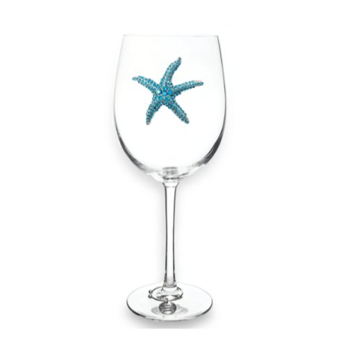 The Queens' Jewels Blue Starfish Jeweled Stemmed Glassware | CeCe's Home & Gifts