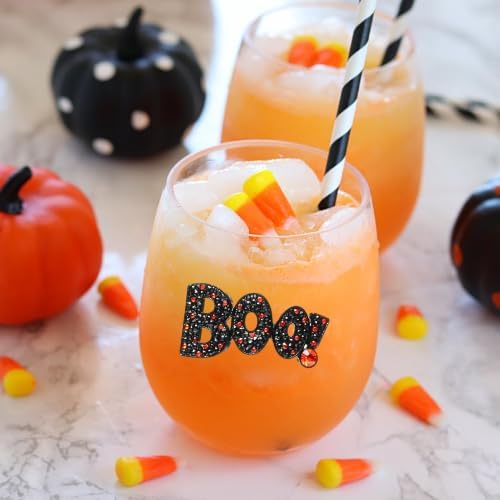 "Boo" Jeweled Stemless Wine Glass - CeCe's Home & Gifts