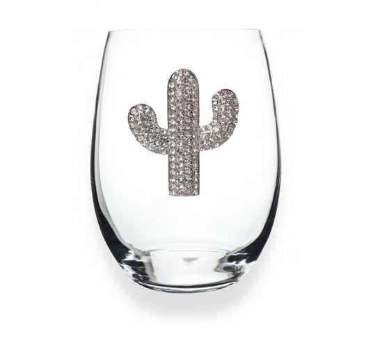Cactus Diamond Jeweled Stemless Glassware - CeCe's Home & Gifts